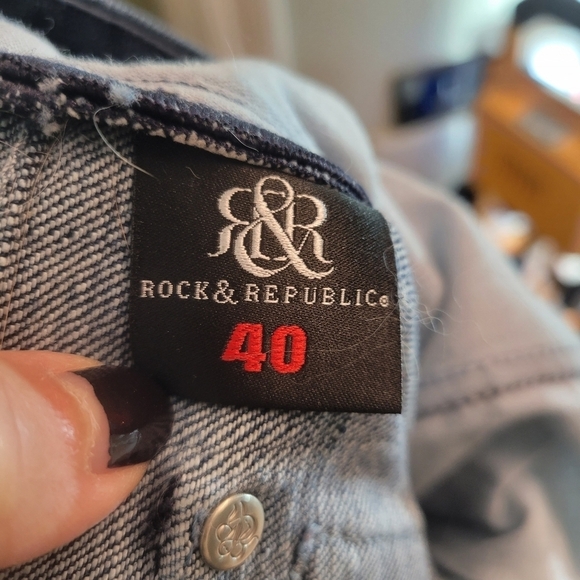 Vintage Rock & Republic Taylor flap pocket embellished crystal jeans blue 40 Y2K - Picture 9 of 9